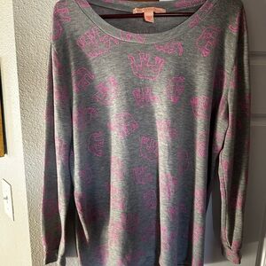 Y2K Rebellious One Gray and Pink Elephant Long Sleeve Top